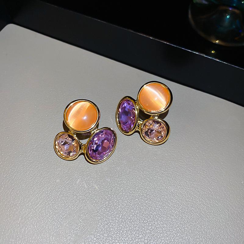 Silver Needle Pink Butterfly Zircon Cutout Stud Earrings - High-End Luxury Fashion Jewelry