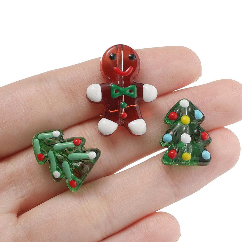 1pcs Glass Gingerbread Man Beads Christmas Tree Spacer Bead for Christmas Decoration DIY Jewelry Making Accessories