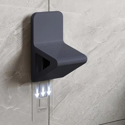 1pc No-Drill Shower Footrest-Heavy-Duty Modern White&Black Wall-Mounted Bathroom Stool with Ergonomic Leg,Space-Saving Design