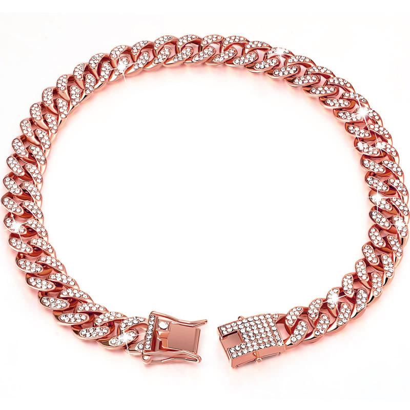 Dog Shiny Cat Chain Collar Pet Choke Collars Necklace Golden Sliver Pink Alloy