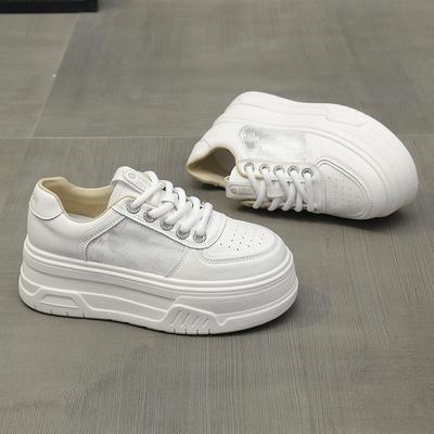 New Leather Women's White Casual Woman Vulcanize Sneakers Breathable Sport Walking Running Platform Flats Shoes