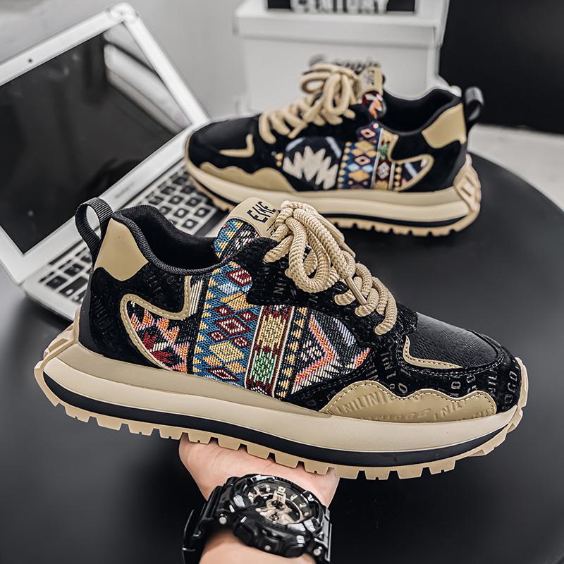 Fashion Men's Casual Sneakers Trendy Versatile Dad Shoes Fashion Comfortable Lace Up Shoe Low Cut Thick Soled Male Shoes