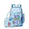 Kids Cartoon Print School Backpack Set Grades 3-4 Waterproof Oxford Fabric Ergonomic Shoulder Straps 3-Piece Travel Lunch