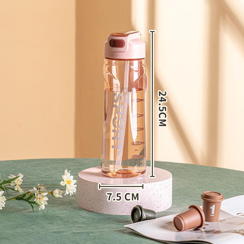 800ml Large Capacity Plastic Transparent Water Bottle With Straw Drinking Portable Sport Cup Kid School Outdoor Sport Camping