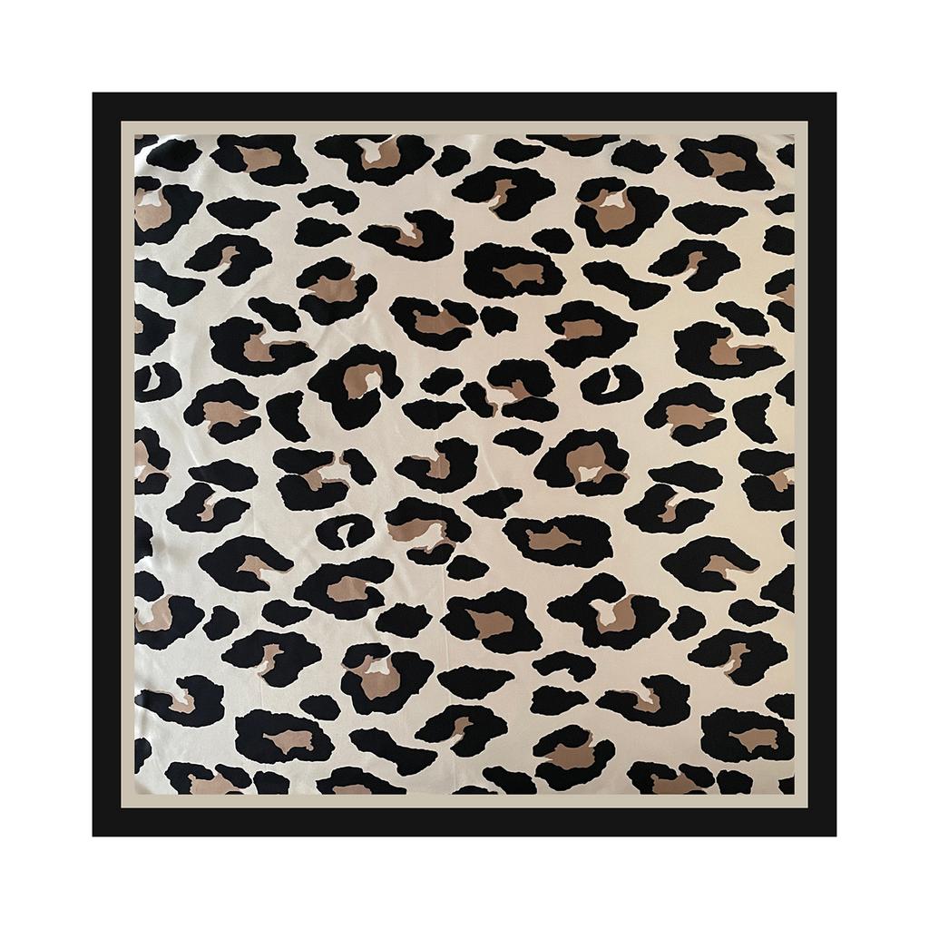 Women’s Scarf: Leopard-print, Faux Silk, European-style, High-end Print, Head-wrapping Satin, Large Scarf