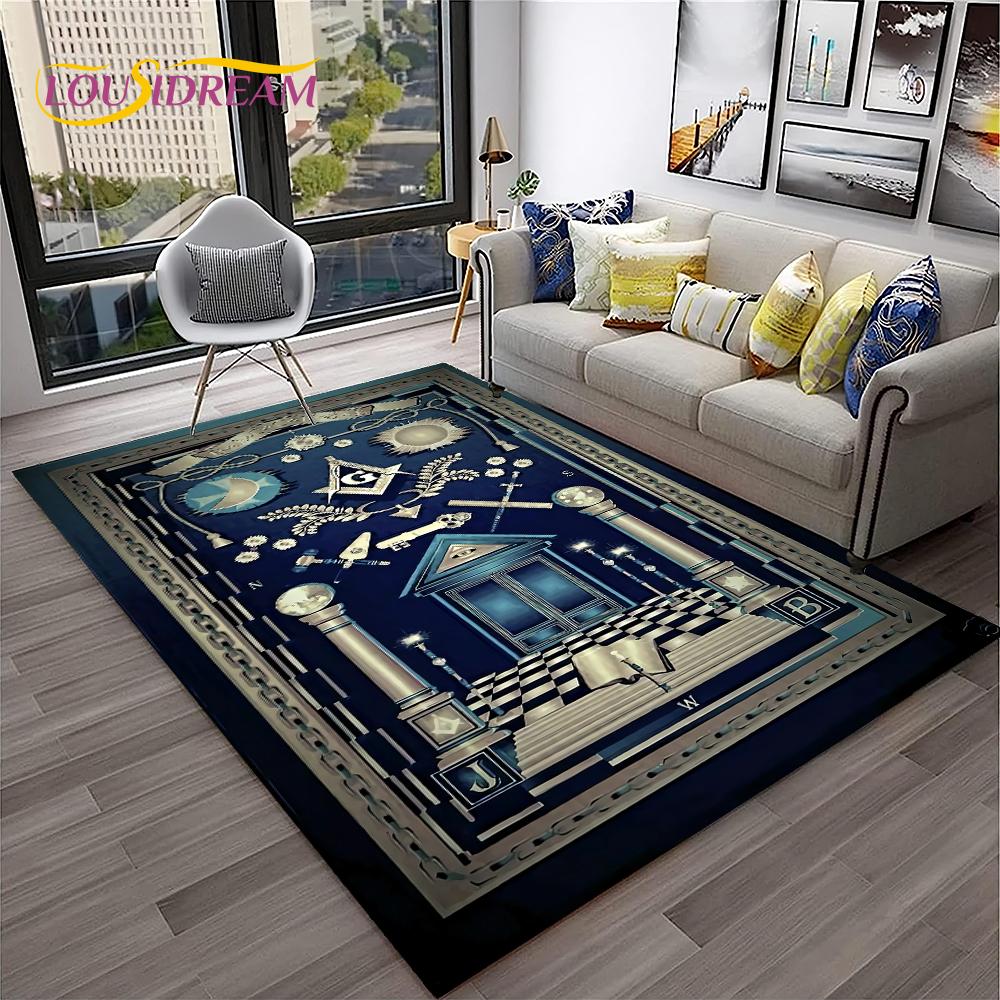 Ring Freemasonry Illuminati Masonic Carpet Rug for Home Living Room Bedroom Sofa Doormat Decor,Kid Area Rug Non-slip Floor Mat