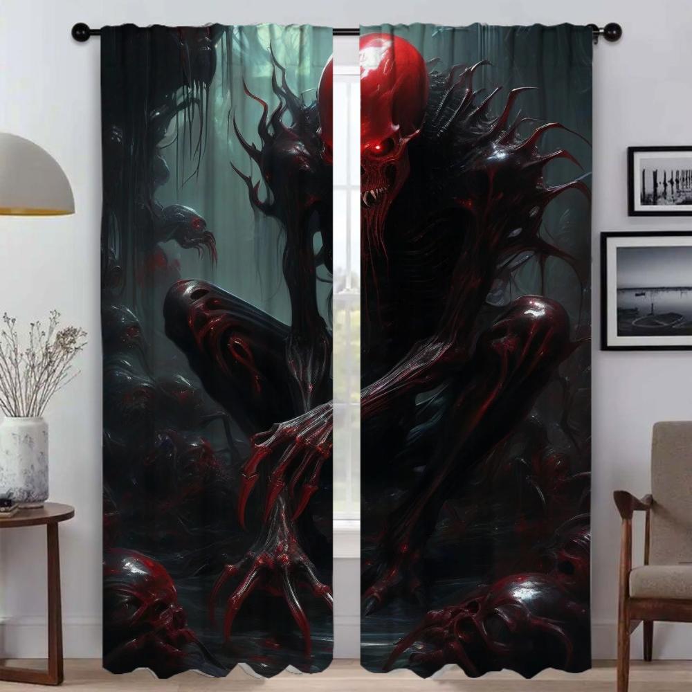 Tiul do Sypialni Upiorna Atmosfera Mrocznej Fantazji Zasłona Okienna do Pokoju 2 Panele Przegroda Zaciemniające Zasłony 2 Sztuki Rolety