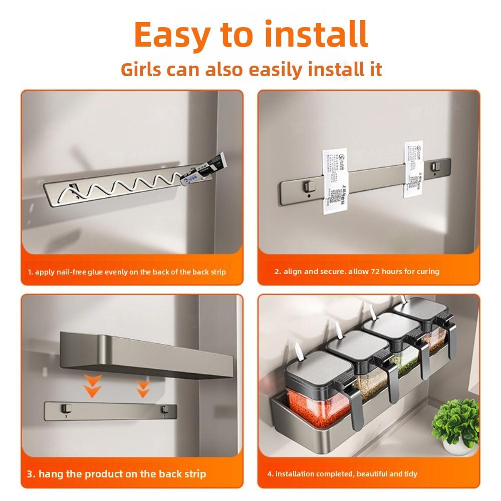 Free Punching Spice Jar No-Drill Installation No-Drill Organizer  Spice Organization