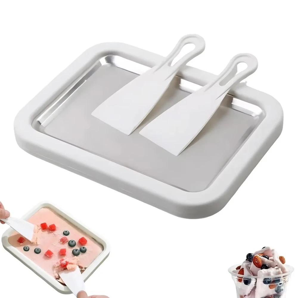 

Multifunctional Rolled Ice Cream Maker Cold Sweet Fried Ice Pan DIY Household Frozen Yogurt Maker for Homemade Stir Fry Ice Tray білий