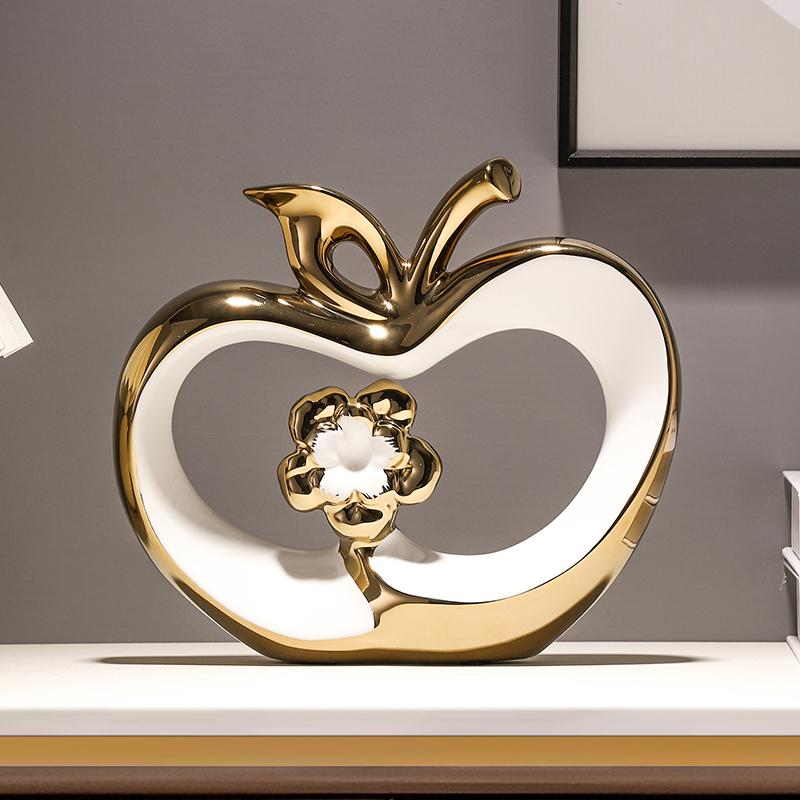 Golden Apple Ornaments Creative Home Decor Light Luxury Apple Crafts for Dining Table Wine Cabinet Christmas Decoration