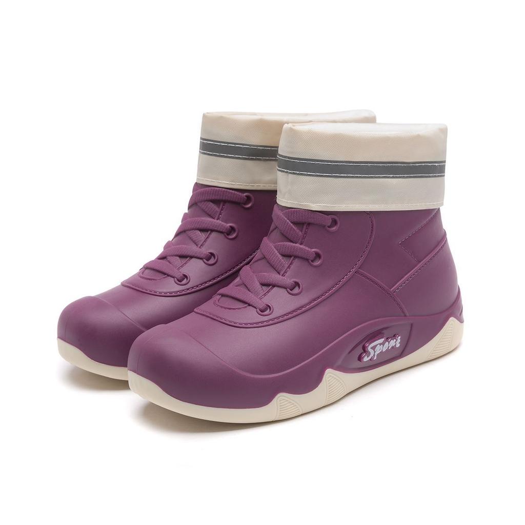 2025 New Women Waterproof Rain Boots for Women Fake Lace Up Ankle Rubber Rain Shoes Non-slip Four Seasons Woman Water Boots
