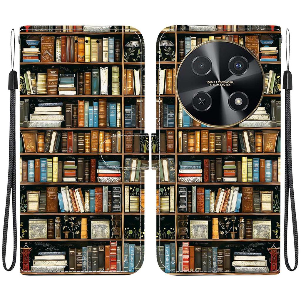 Handgefertigte PU-Leder-Klapphülle für Huawei nova 12i Rutschfeste Stoßfeste Hülle mit Handschlaufe & Herz/Rose Katze Designs