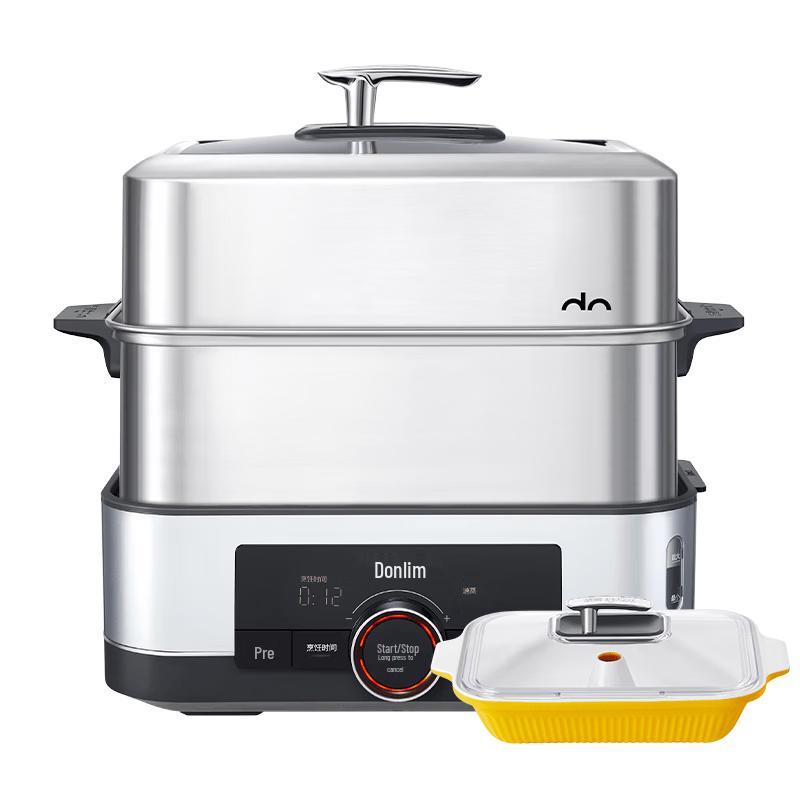Donlim DL-1005 12L Multi-Layer Stainless Steel Electric Steamer & Stew Pot CN plug (adapter included)
