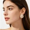 1 Pair Stud Earrings Imitation Pearl Cubic Zirconia Stone Inlaid Flower Shape French Style Blue Enamel Ear Studs Jewelry Gift