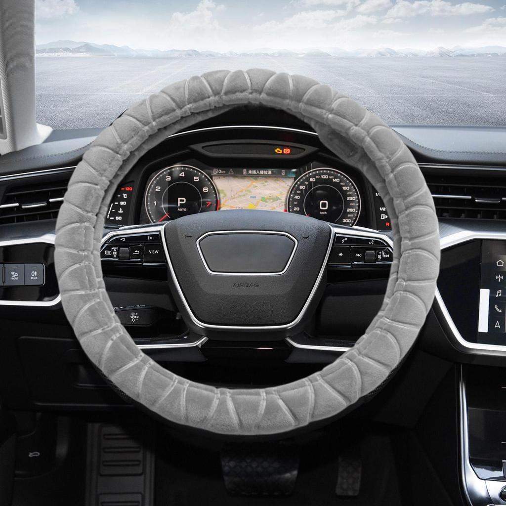 12V Heated Steering Wheel Cover Warm Car Steering Wheel Wrap Winter Plush Anti-Slip Warm Vehicle Interior For SUV Sedan