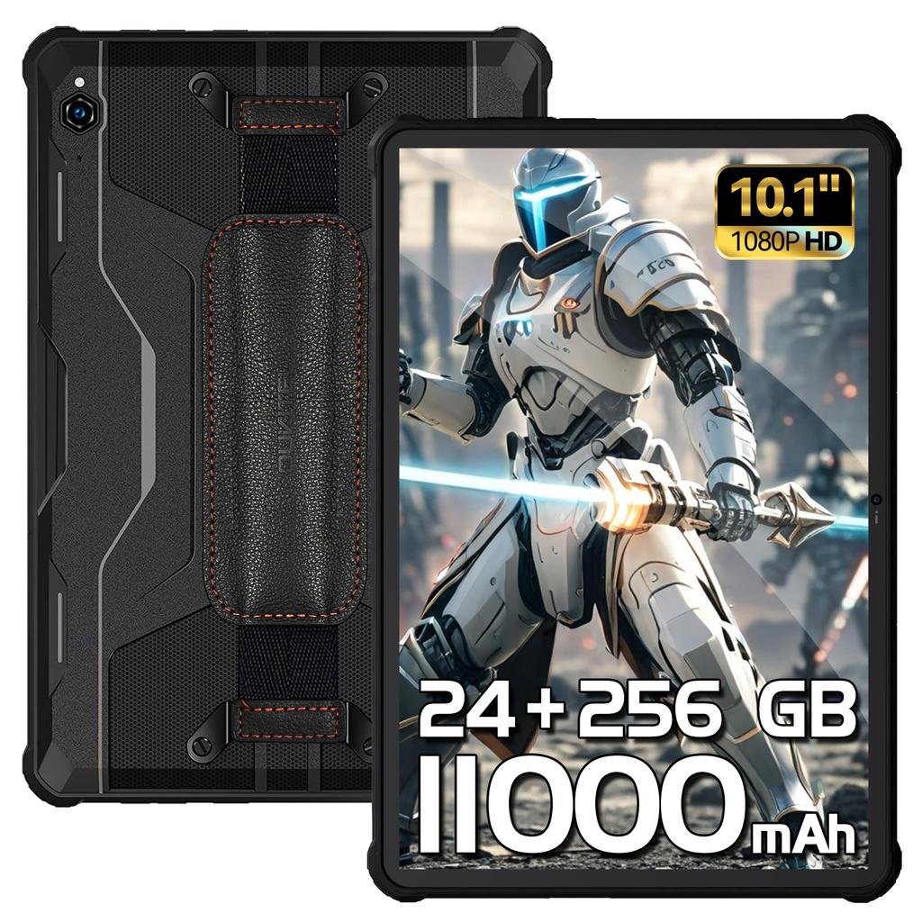 OUKITEL RT9 Android 14 Waterproof and Shockproof Tablet 24GB 256GB ROM 11000mAh Large Cameras with Face Dual Bluetooth GPS Tablet, 10.1-inch,