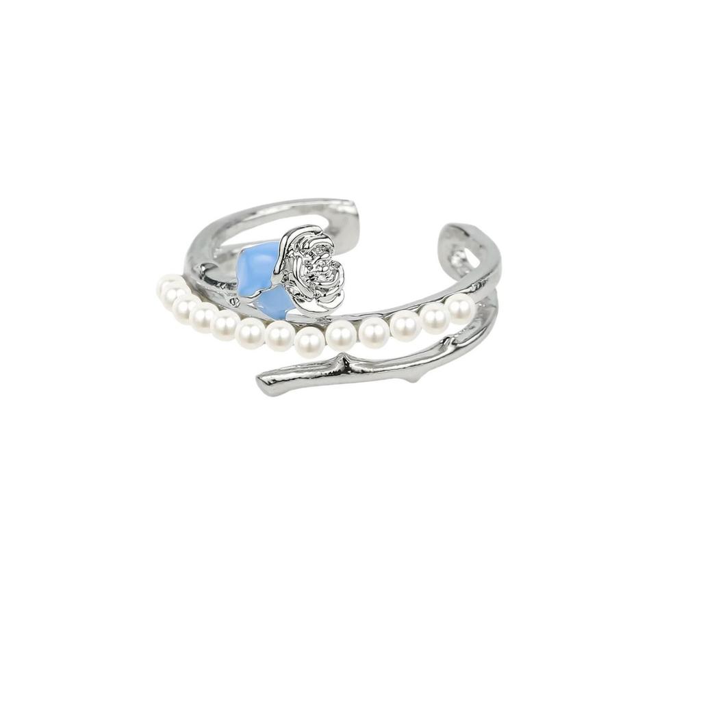 Wind Pearl Zircon Butterfly Ring Female Niche High-end Sense Light Luxury Couple Pair Ring Temperament Open Ring