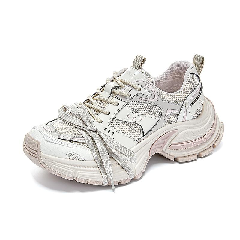 Absorbent Film-soled Dad Shoes 2025 Spring New Platform-soled Women's Shoes Mesh Shoes Versatile Sports Shoes Heightening Casual Shoes Women