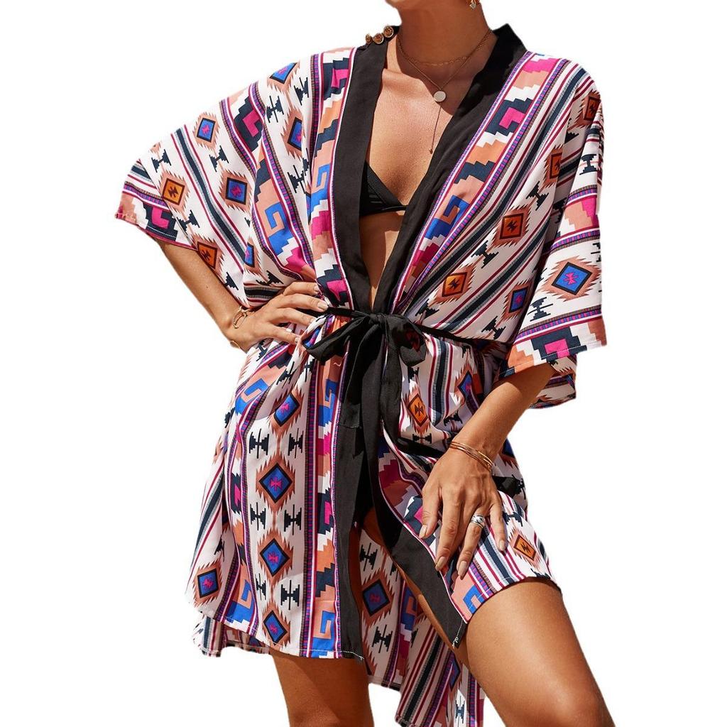European & American Beach Cover-Up Cardigan - Seaside Vacation Robe & Bikini Swimsuit Dress