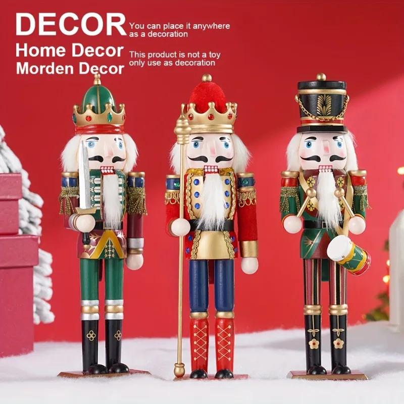 11CM Nutcracker Soldier Figurines Set 1116 Christmas Decoration Wood Nutcracker Puppet Statue Ornaments Vintage Craft Xmas Decor
