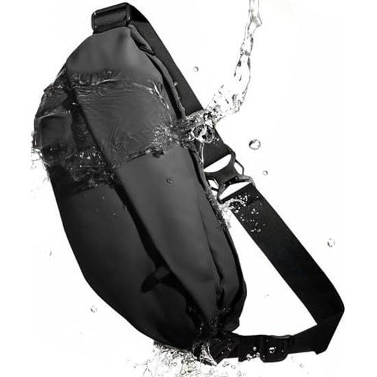 Body bag men shoulder large capacity water-repellent anti-theft iPad mini storage STREAM (Black M) Water-resistant zipper diagonal carry approximately