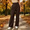 Women's High Waisted Pleated Wide Leg Pants - Loose Fit Stretch Lined Trousers