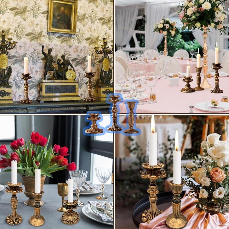 Retro Taper Candle Holders Copper Candlestick Holders for Home Dinning Table Centerpiece Wedding Holiday Party Chrismas
