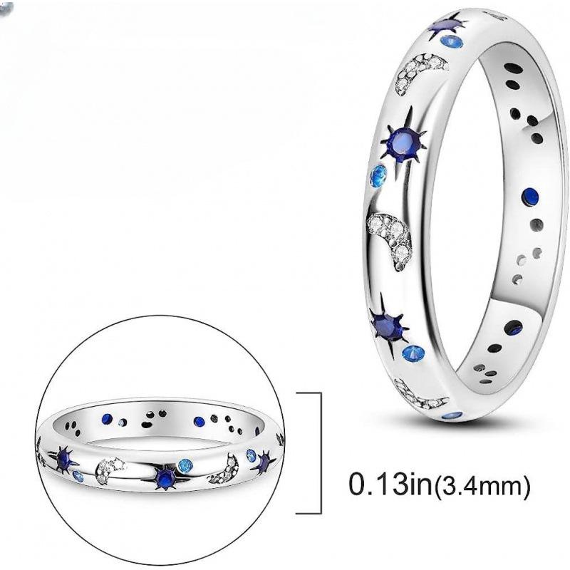 Trendy Starry Sky Diamond Inlaid Couple Rings for Men and Women