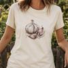 Garlic Botanical Print Tee: Vintage Rustic Kitchen Style, Soft Cotton Shirt