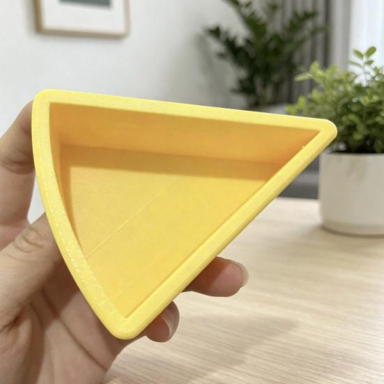 Cheese Ornament, 3D Printing Smooth Surface Storage Box, Cheese Hole Design Bright Yellow Cosmetic Organizer for Keys Cosmetics Stationery
