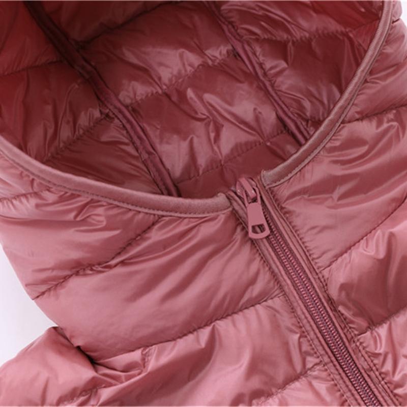 Women's autumn and winter lightweight down jacket with hood, thin and oversized coat