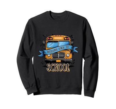 Welcome Back School Shirt Stack Apple Cute Book Pencil Fun Sweatshirt