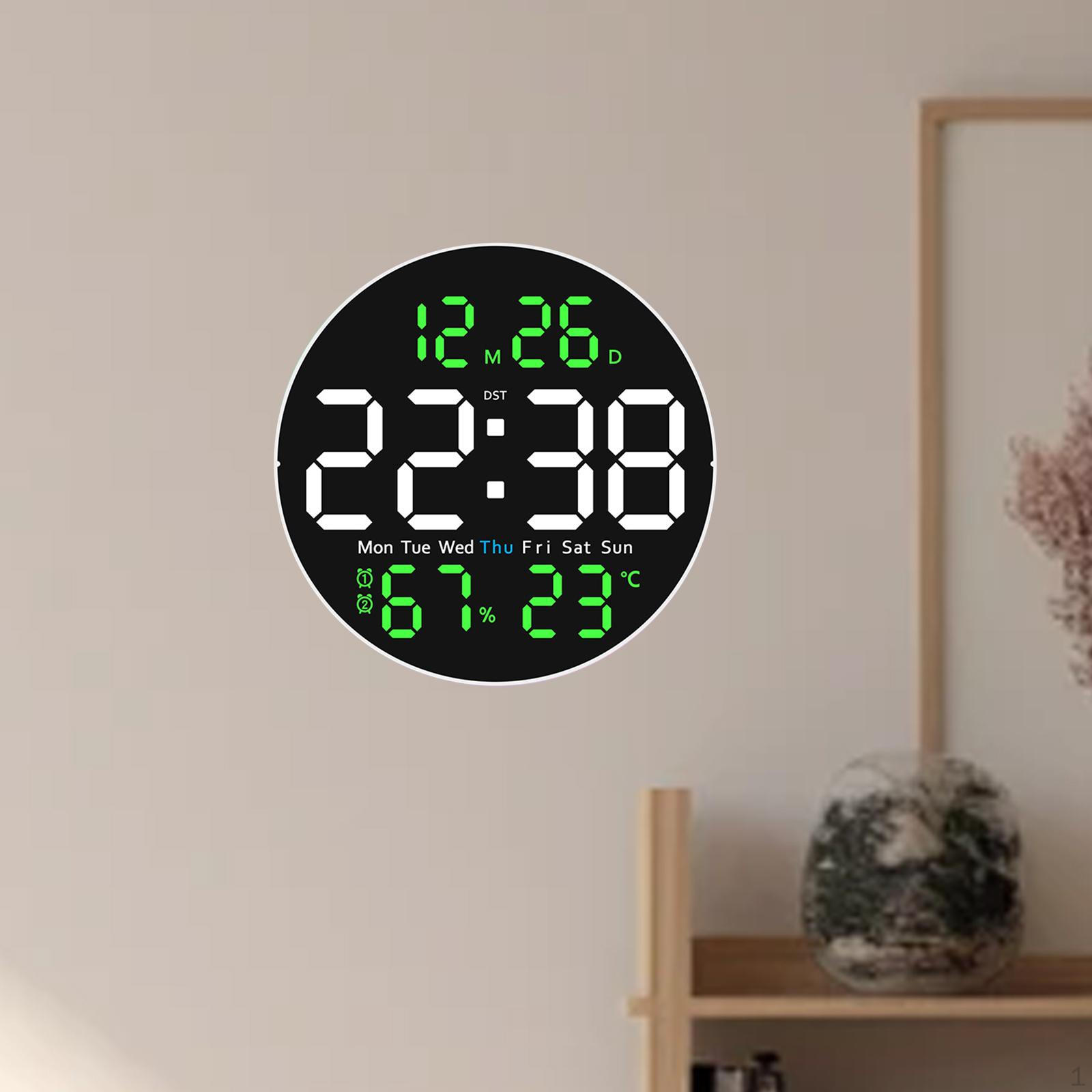 

Цифровые настенные часы с будильником RGB Night Light Month Date Week для гостиной, общежития Green