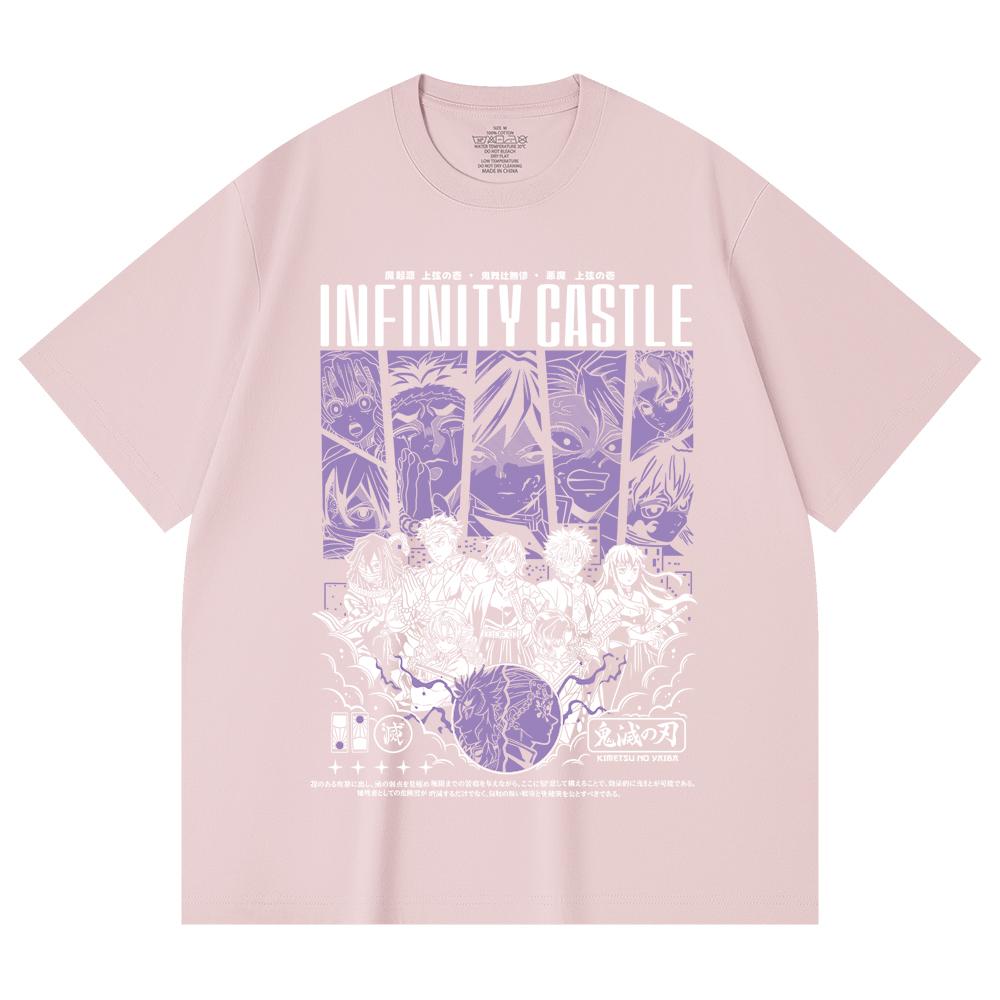 230 Gsm 100% Cotton Demon Slayer V90 Infinity Castle Print Unisex Heavy Cotton T Shirt