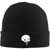 Schwarze Strickmütze Mit Niedlichem Skelett-Aufnäher Winter Warme Mütze Für Unisex Damen Lustiger Gotischer Totenkopf-Print Beanie