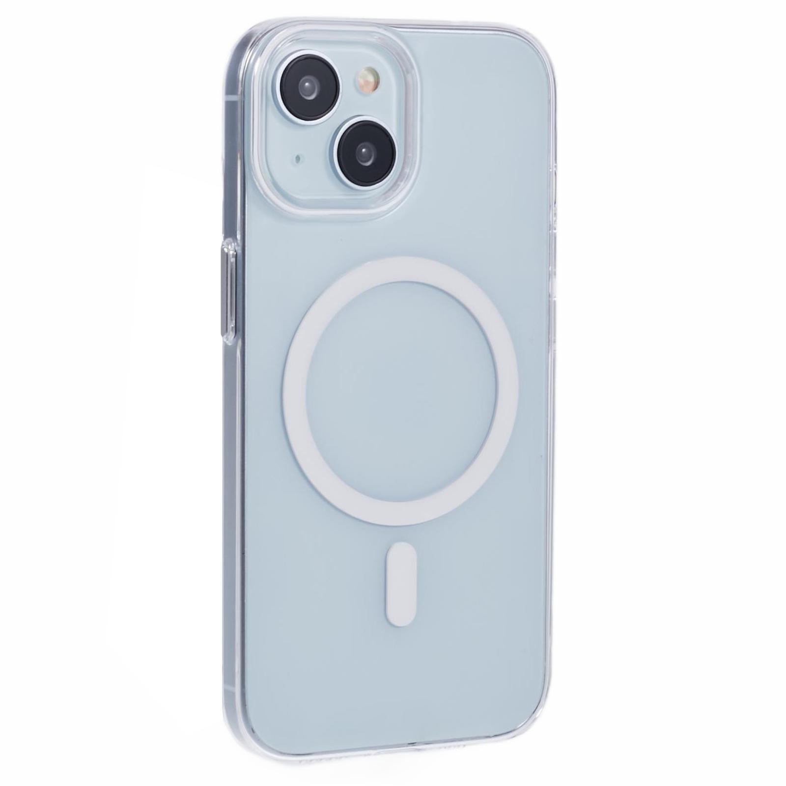 

For iPhone 13 Magnetic Phone Case Thickened Hard PC Cover with Metal Buttons White