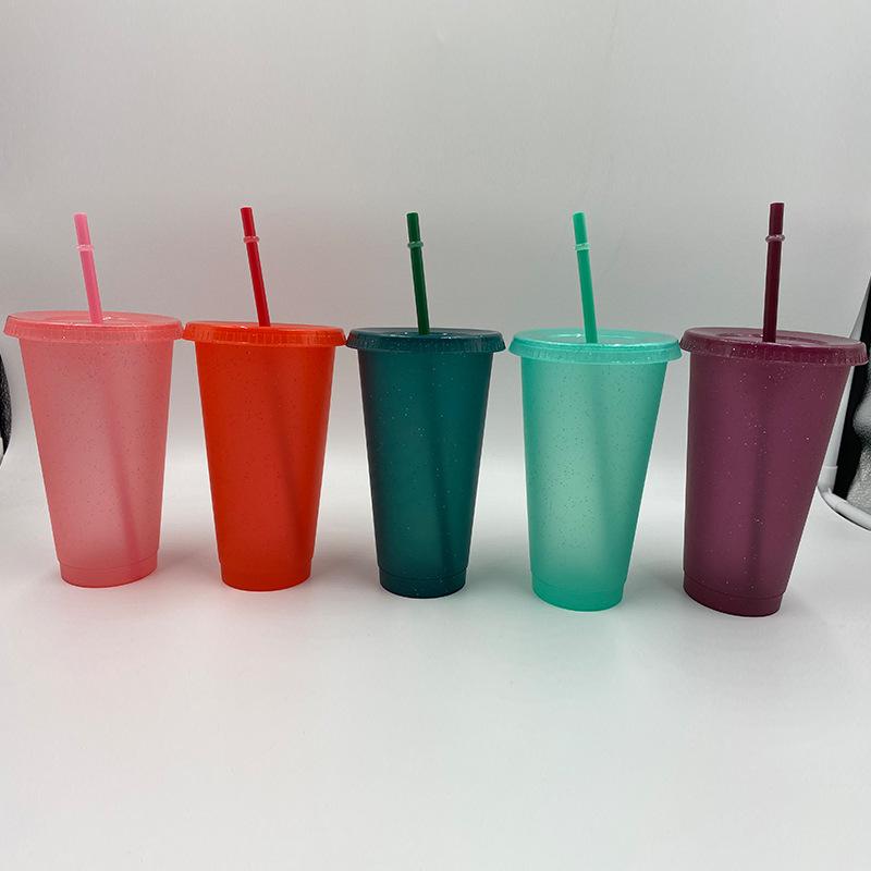 1pcs Summer Creative Water Cup Sequin Glitter Straw Cup Plastic Multi-specification Straw Design Comfortable Straw Cup