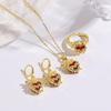 New Gold Plated Fashion   Sets Heart Crystal Zircon Women's Necklace Earrings Ring Set