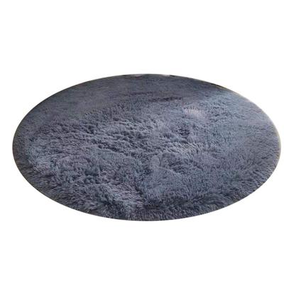 Floor Carpet Polyester Fiber Round Nordic Style Long Plush Soft Shaggy Rug for Home Bedroom Grey