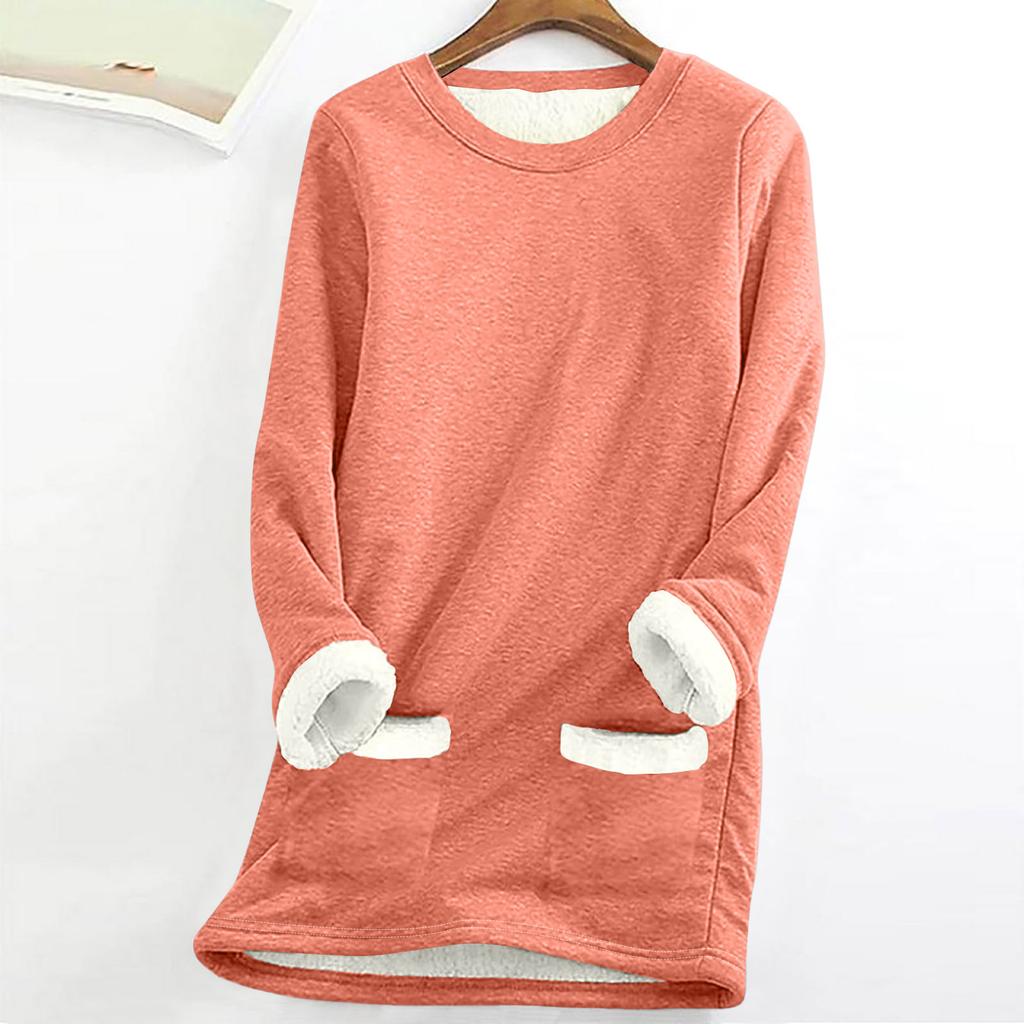 Women Christmas Thick Fleece Printing Sweatshirt Warm Underwear Top