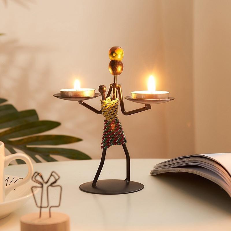 Vintage Metal Candlestick Handmade Candle Holder Creative Candlestick Crafts Miniature Wrought Iron Candlesticks Decor