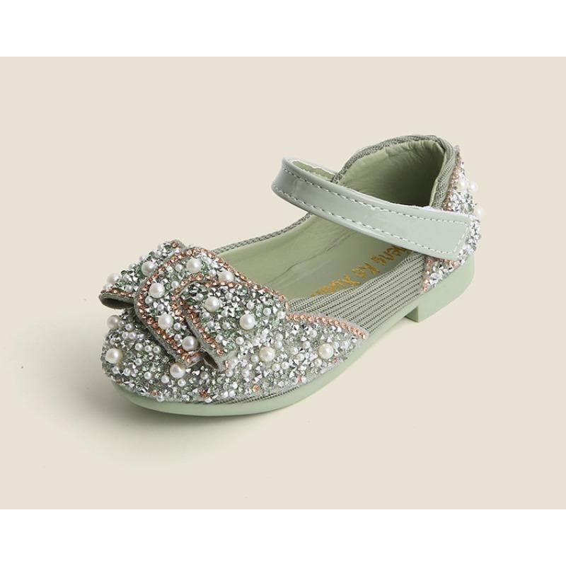 

Girls Princess Shoes Children s Dance Shoes with Rhinestones, Bowknot Performance Flats for Toddlers Cute Girls Shoes 36 зелений