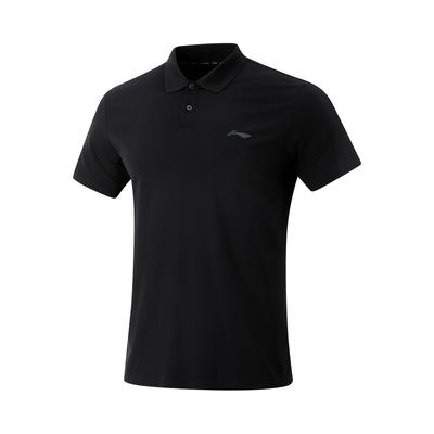 Li Ning Comoda Casual Semplice Tinta Unita Versatile Polo a Maniche Corte Uomo top Nero APLV037-2