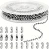 1 Roll Ball Bead Chain 2.4mm Silver Stainless Steel Ball Chain Belt 20 Pieces Connector Jewelry Production Supplies