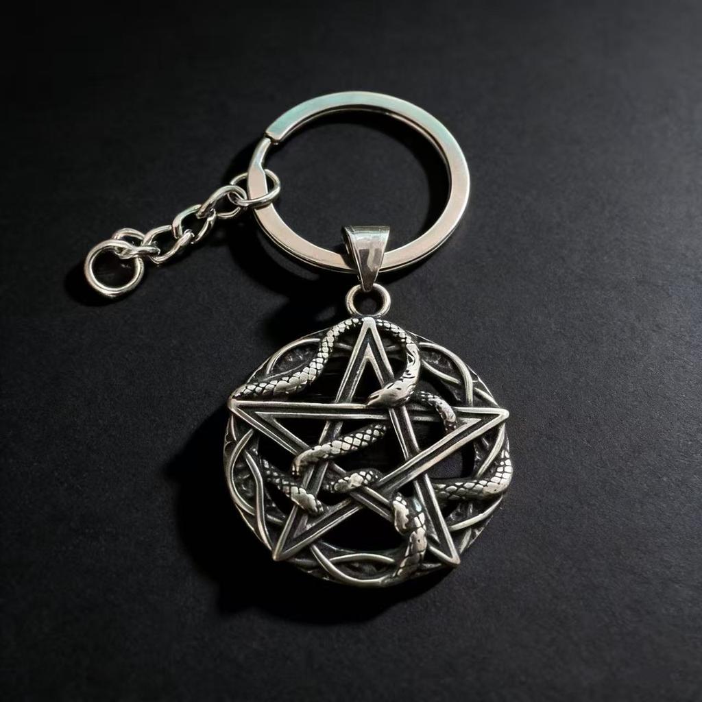 316L Stainless Steel Gothic Pentagram Snake Necklace For Men Mysterious Rune Pendant Gothic Jewelry Accessories