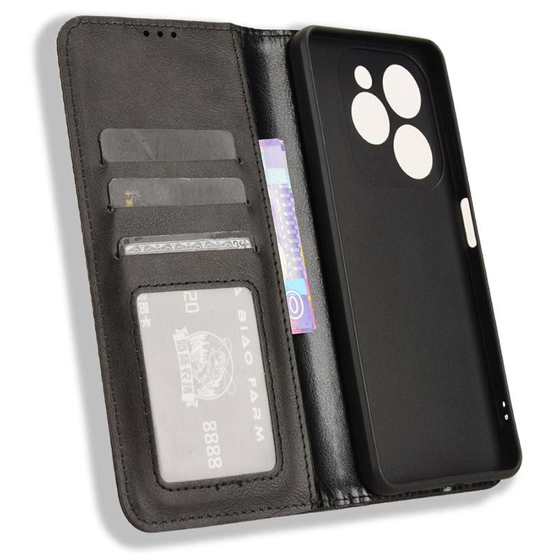 Dla Infinix Hot 40i X6528B Etui na telefon z retro skóry Stojak na telefon Pokrowiec portfelowy