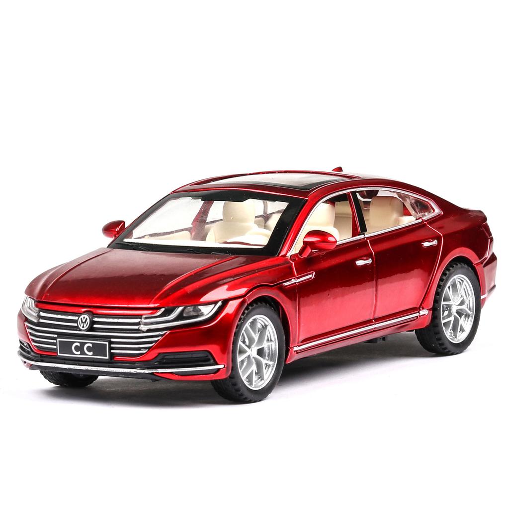 W21Simulation 1:32 Volkswagen CC Alloy Car Diecast Model Sound & Light Pull Back Toy Display Ornament Boys Gift Exquisite Model Toy