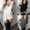 Elegant Summer Women Casual Solid Bare-shoulder Irregular Deep-v Dress In Multiple Colors