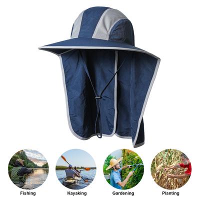 Chapéu de sol de aba larga com aba de pescoço, masculino, feminino, proteção UV, chapéu de sol para acampamento, caminhada, pesca