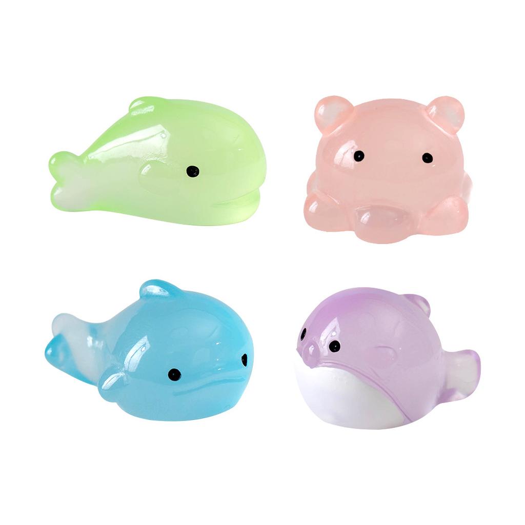 20Pcs Kawaii Luminous Small Resin Cute Glowing Whale Octopus Marine Animal At Night Marine Animal Ornament Fairy Garden Diy Decoration